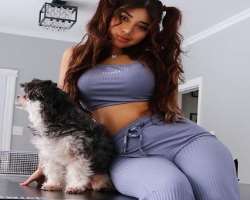 She has a cute dog that often appears with her on her Instagram posts.